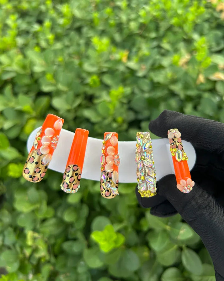 66 Orange‑Gold Leopard Rhinestone