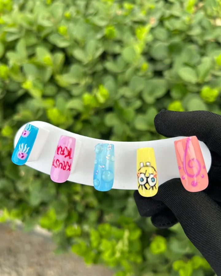 98 SpongeBob Hand‑Painted Cartoon Press‑on Nails